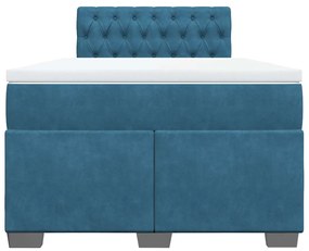 vidaXL Κρεβάτι Boxspring με Στρώμα Μπλε 120x190 εκ. Βελούδινο
