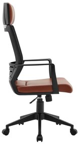 BF2500 Πολυθρόνα Γραφείου Διευθυντή Mesh Μαύρο - Pu Καφέ 58x62x116/126cm