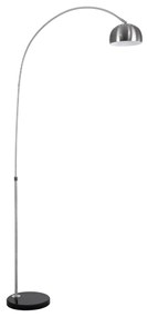 GloboStar® PRAGUE 00989 Μοντέρνο Φωτιστικό Δαπέδου Μονόφωτο 1 x E27 Ασημί Μεταλλικό Καμπάνα &amp; Μαύρη Μαρμάρινη Βάση L90 x W29.5 x H180cm