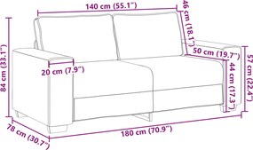 vidaXL Διθέσιος καναπές Μαύρο 180 cm Τεχνητό Δέρμα