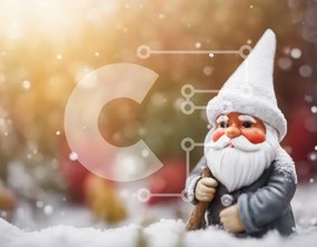 Intra Συλλεκτικό Ξύλινο Παζλ Plywood 4mm - Χιονισμένο ειδώλιο Gnome για διακόσμηση διακοπών Σε Ξύλινο Κουτί - Διαστάσεις: 10x10 cm – 25 κομμάτια