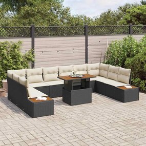 vidaXL Σετ Καναπέ Κήπου με αποθήκευση 11 pcs Μαύρο Πολυ ράταν