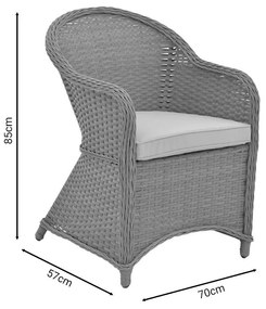 Πολυθρόνα κήπου Hadrian rattan καφέ- textilene μπεζ 57x70x85εκ