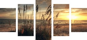 Εικόνα 5 μερών ηλιοβασίλεμα στην παραλία