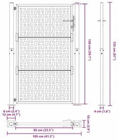 Πύλη κήπου 105x155 cm Σταυρός σχεδιασμού από διαβρωμένο χάλυβα - Καφέ