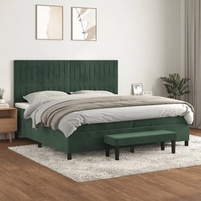 Κρεβάτι Boxspring με Στρώμα Σκούρο Πράσινο 200x200εκ. Βελούδινο 3137986