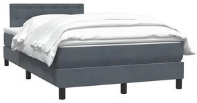 vidaXL Κρεβάτι Boxspring με Στρώμα Σκούρο Γκρι 120x210 εκ. Βελούδινο