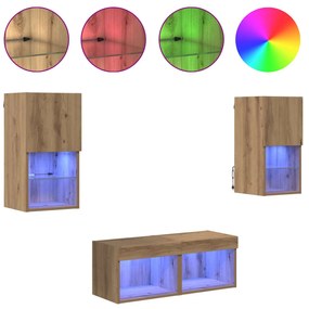 vidaXL Βάσεις τηλεόρασης 4 pcs Artisan Oak Επεξεργασμένο ξύλο