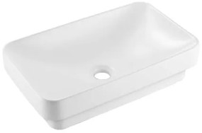 VEVOR Semi Recessed Bathroom Sink, 490 x 305 mm Rectangular White Ceramic Vessel Sink with 45 mm Drain Hole, Drop in Modern Lavatory Vanity Bath Wash Bowl Basin, Rectangle for Bathroom Small Space