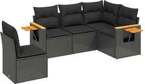 vidaXL Patio Sofa Set 5-θέσια Black