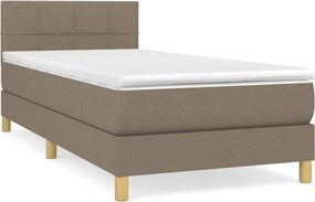 vidaXL Κρεβάτι Boxspring με Στρώμα Taupe 90x200 εκ. Υφασμάτινο