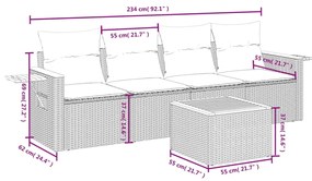 Σετ Καναπέ Κήπου 5 τεμ. Μπεζ Συνθετικό Ρατάν με Μαξιλάρι - Μπεζ