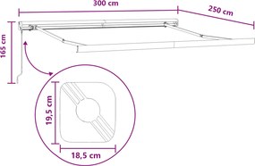 vidaXL Χειροκίνητη Τέντα 3 x 2,5 m Άμμος 100% Πολυεστέρας