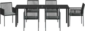 vidaXL Σέτ φαγητού για κήπο 7 pcs Μαύρο Ράτα PE