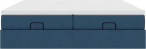 vidaXL Οθωμανικό κρεβάτι με στρώματα μπλε 200x200cm ύφασμα