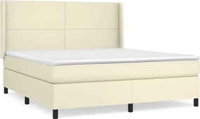 vidaXL Κρεβάτι Boxspring με Στρώμα Κρεμ 180x200 εκ. Συνθετικό Δέρμα