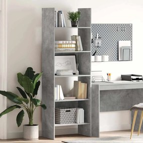 vidaXL Βιβλιοθήκη Γκρι Σκυροδέματος 60 x 35 x 180 εκ. από Επεξ. Ξύλο