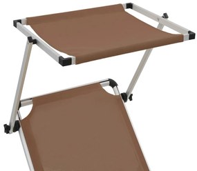 vidaXL Ξαπλώστρες Πτυσσόμενες με Οροφή 2 τεμ. Καφέ Αλουμίνιο/Textilene