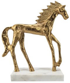 Artekko Marble Διακοσμητικό Άλογο Μέταλλο Μάρμαρο Λευκό Χρυσό (26.4x10.1x30.5)cm Artekko 86849-DS