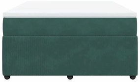 vidaXL Κρεβάτι Boxspring με Στρώμα Σκούρο Πράσινο 160x200εκ. Βελούδινο
