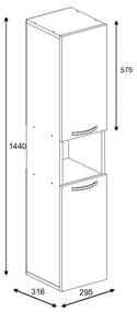 Ντουλάπα-στήλη Wanka σε λευκή απόχρωση 30x32x144εκ 30x32x144 εκ.