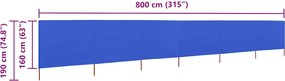 vidaXL Προστατευτικό Αέρα με 6 Πάνελ Αζούρ Μπλε 800x160 εκ. Υφασμάτινο