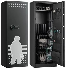 VEVOR 10-12 Gun Safe, Long Gun Cabinet for Rifles and Pistols, Quick Access Fireproof Rifle Safe with 4 Pistol Pockets and 3 Adjustable Racks, Large Digital Cabinet with Key and Password Lock