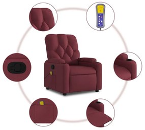 vidaXL Πολυθρόνα Μασάζ Ανακλινόμενη Μπορντό Υφασμάτινη