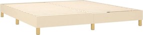 vidaXL Κρεβάτι Boxspring με Στρώμα &amp; LED Κρεμ 160x200 εκ. Υφασμάτινο