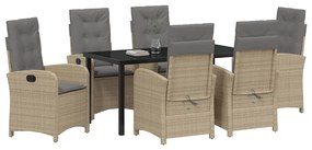 vidaXL Σέτ φαγητού για κήπο 7 pcs Μπεζ συνθετικό ρατάν