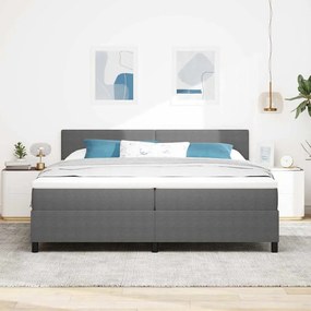 vidaXL LED Κρεβάτι με βάθρο Ανοιχτό Γκρι και Λευκό 200 x 200 cm