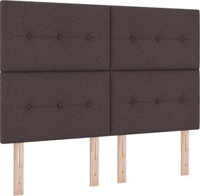 vidaXL LED Κρεβάτι με βάθρο Σκούρο Καφέ 160 x 200 cm ύφασμα