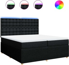 vidaXL Κρεβάτι Boxspring με Στρώμα Μαύρο 200x200 εκ. Υφασμάτινο