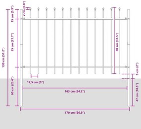 vidaXL Φράχτης Κήπου Λευκό 1.7 x 0.8 m Ατσάλι με Επικάλυψη Πούδρας