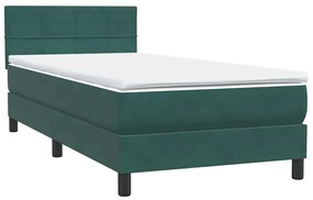 vidaXL Κρεβάτι Boxspring με Στρώμα Σκούρο Πράσινο 100x210εκ. Βελούδινο