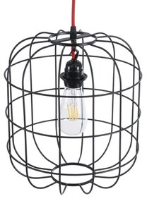 GloboStar® PARROT 01099 Μοντέρνο Industrial Κρεμαστό Φωτιστικό Οροφής Μονόφωτο Μαύρο Μεταλλικό Πλέγμα Φ30 x Y35cm