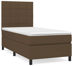 vidaXL Κρεβάτι Boxspring με Στρώμα Σκούρο Καφέ 90x200 εκ. Υφασμάτινο