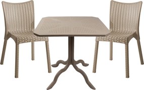 Τραπεζαρία Icon-Confident pakoworld σετ 3τεμ PP σε cappuccino απόχρωση