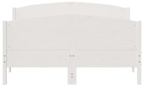 Πλαίσιο Κρεβατιού με Κεφαλάρι Λευκό 135x190 εκ. Μασίφ Πεύκου - Λευκό