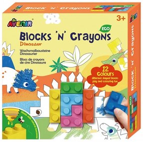 Avenir Silky Blocks 'N Crayons Σετ Κηρομπογιές-Τουβλάκια 12Τμχ. 3+ Ετών 'Δεινόσαυροι' 60756