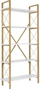 Βιβλιοθήκη Elysian Megapap χρώμα λευκό - χρυσό 90x33,5x180εκ.