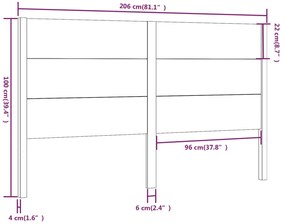 Κεφαλάρι Κρεβατιού Μελί 206 x 4 x 100 εκ. από Μασίφ Ξύλο Πεύκου - Καφέ