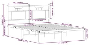 Πλαίσιο κρεβατιού χωρίς στρώμα Καφέ Δρυς Κατασκευασμένο ξύλο - Καφέ