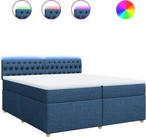 vidaXL Κρεβάτι Boxspring με Στρώμα Μπλε 200x200 εκ. Υφασμάτινο