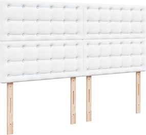vidaXL Κρεβάτι Boxspring με Στρώμα Λευκό 180x200 εκ. Συνθετικό Δέρμα