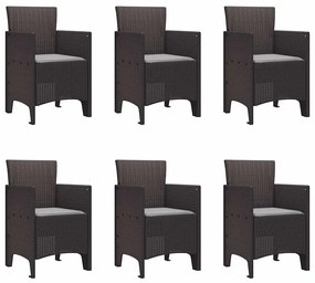vidaXL Σέτ φαγητού για κήπο 7 pcs Καφέ Rattan Polt