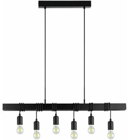 Φωτιστικό Οροφής - Ράγα 49755 Townshend 6/E27 Black Eglo Metal,Wood