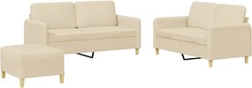 vidaXL Πολυθρόνες Σετ 3 Τεμαχίων Κρεμ από Ύφασμα με Μαξιλάρια