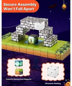 VEVOR Magnetic Blocks 100 PCS Cemetery Zombies Set STEM Montessori Sensory Toys