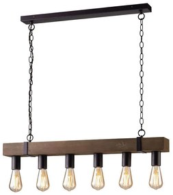 Φωτιστικό Οροφής - Ράγα I-Texas-S6 Natural-Black Luce Ambiente Design Metal,Wood